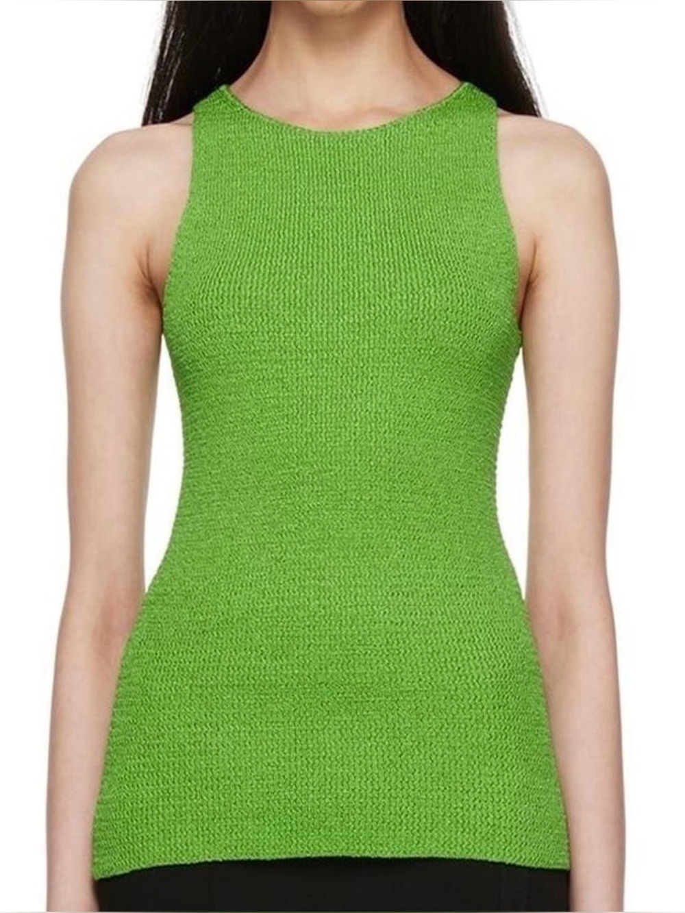 Helmut Lang Green Textured Stretch Sleeveless Tank Top Size M